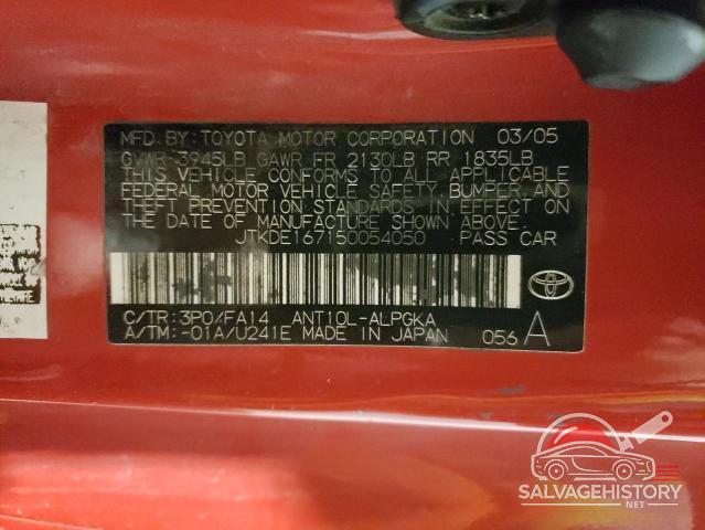 JTKDE167150054050 2005 TOYOTA SCION photo no. 12
