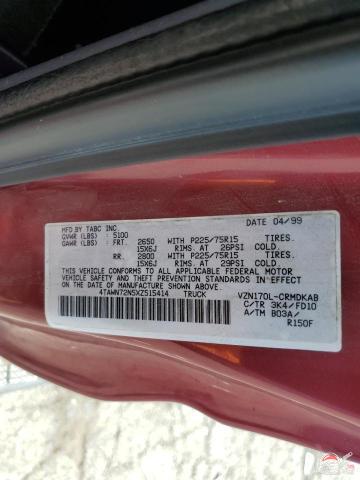 4TAWN72N5XZ515414 1999 TOYOTA TACOMA photo no. 12