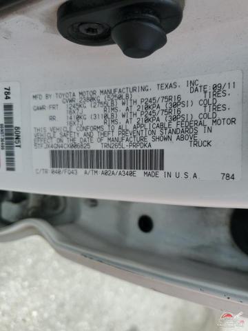 5TFJX4GN4CX006825 2012 TOYOTA TACOMA photo no. 13