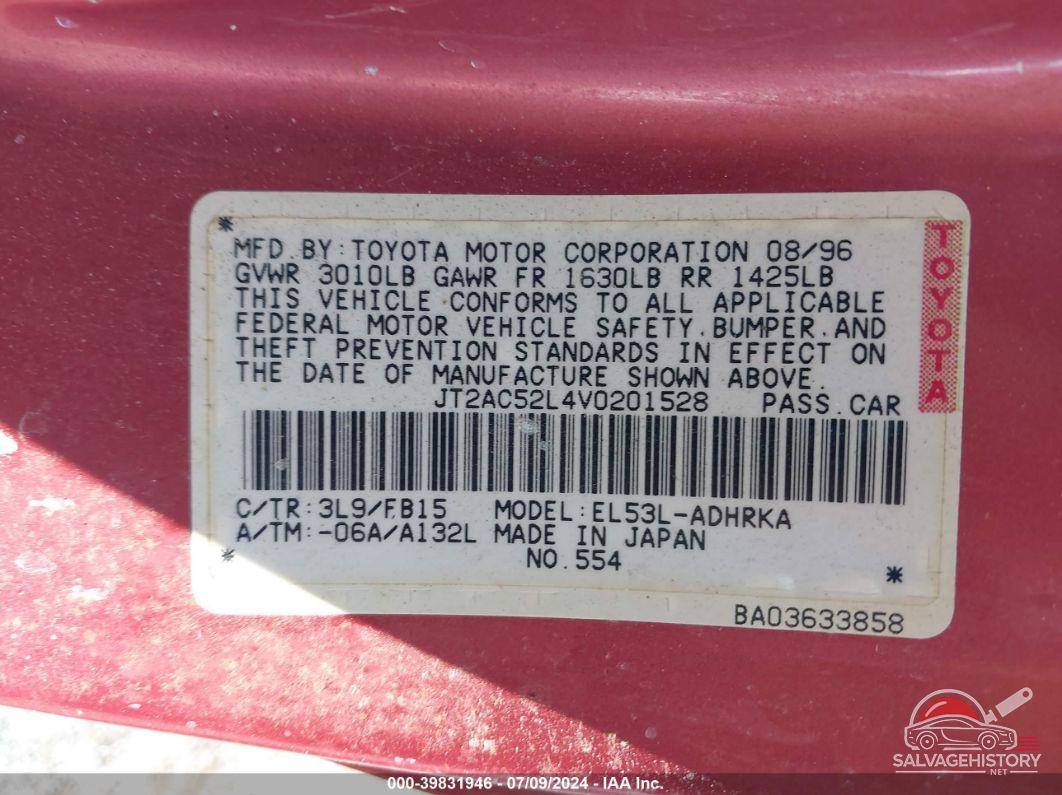 JT2AC52L4V0201528 1997 TOYOTA TERCEL photo no. 9