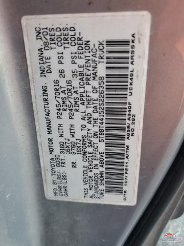 5TBBT44152S226358 2002 TOYOTA TUNDRA photo no. 13