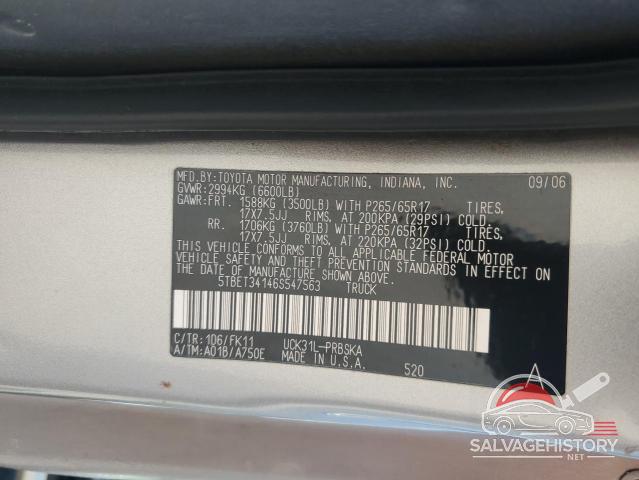 5TBET34146S547563 2006 TOYOTA TUNDRA photo no. 12