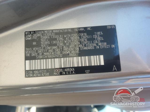 5TBRT34166S474732 2006 TOYOTA TUNDRA photo no. 12