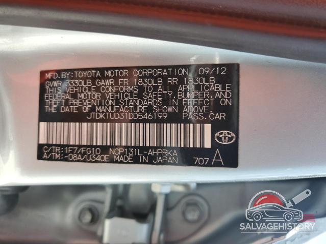 JTDKTUD31DD546199 2013 TOYOTA YARIS photo no. 13