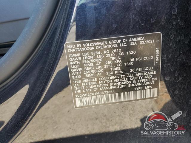 1V2WR2CA1MC573654 2021 VOLKSWAGEN ATLAS photo no. 12