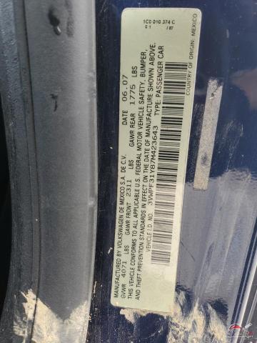 3VWPF31Y87M423643 2007 VOLKSWAGEN BEETLE photo no. 12