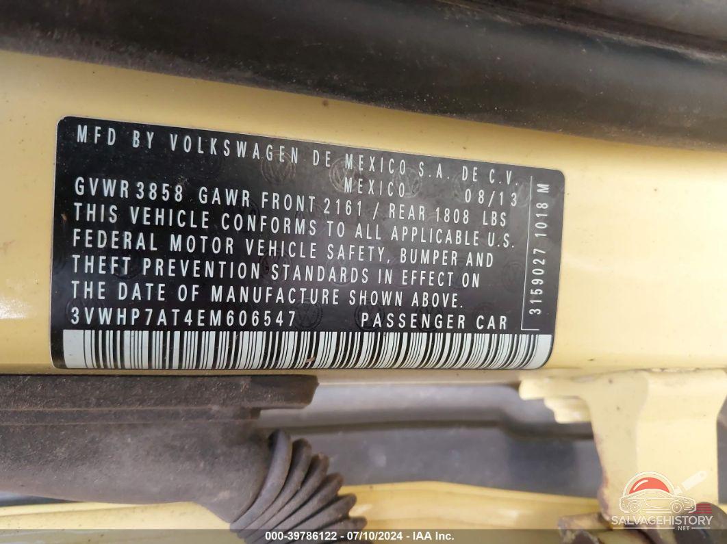 3VWHP7AT4EM606547 2014 VOLKSWAGEN BEETLE photo no. 9