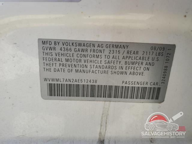 WVWML7AN2AE512438 2010 VOLKSWAGEN CC photo no. 12