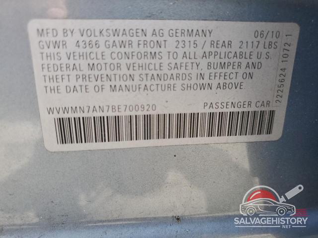 WVWMN7AN7BE700920 2011 VOLKSWAGEN CC photo no. 12