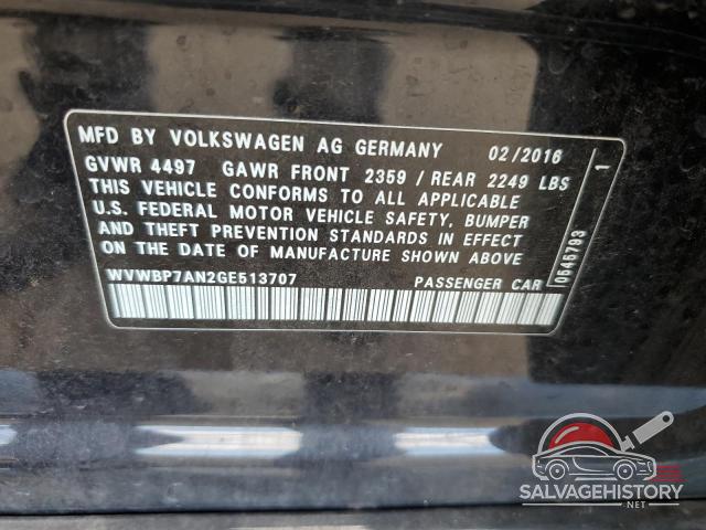 WVWBP7AN2GE513707 2016 VOLKSWAGEN CC photo no. 12