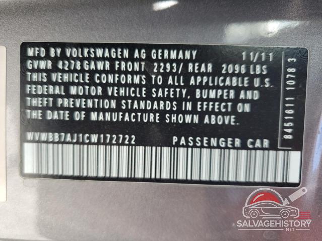 WVWBB7AJ1CW172722 2012 VOLKSWAGEN GOLF photo no. 12