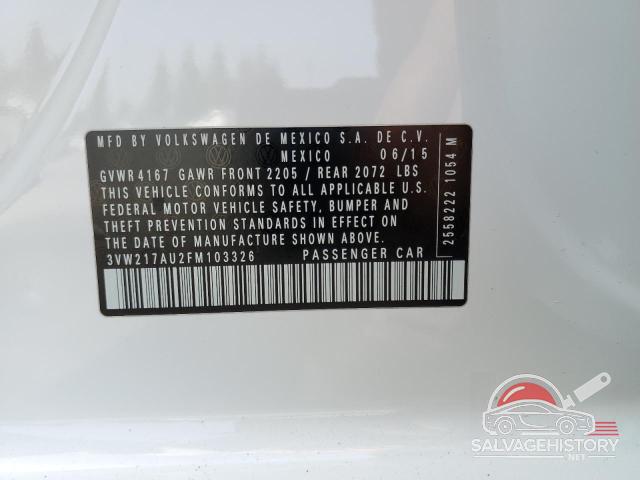 3VW217AU2FM103326 2015 VOLKSWAGEN GOLF photo no. 12