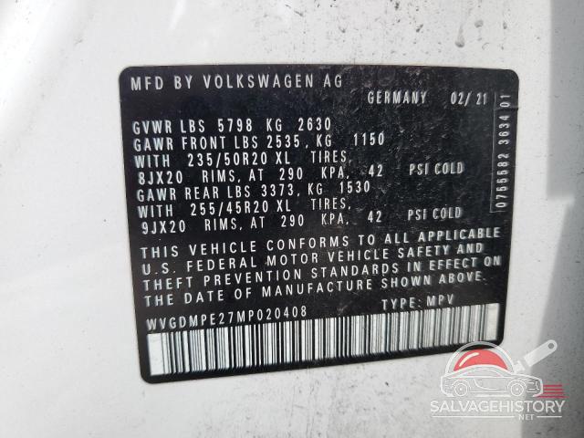 WVGDMPE27MP020408 2021 VOLKSWAGEN ID.4 FIRST photo no. 12
