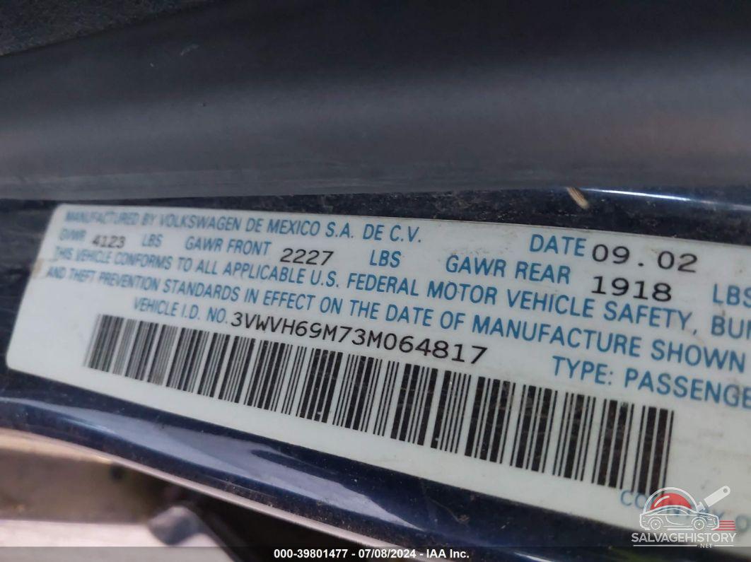3VWVH69M73M064817 2003 VOLKSWAGEN JETTA photo no. 9