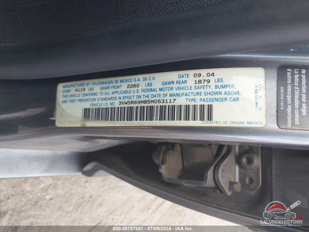 3VWSR69M85M053117 2005 VOLKSWAGEN JETTA photo no. 9