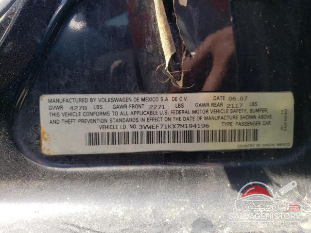 3VWEF71KX7M194196 2007 VOLKSWAGEN JETTA photo no. 12
