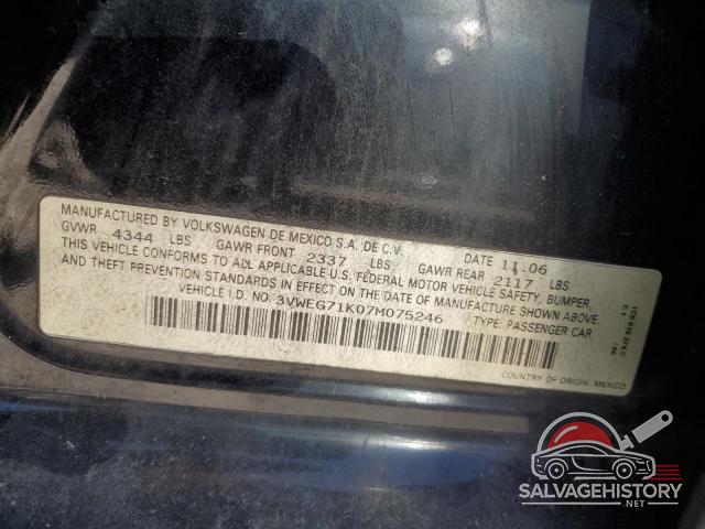 3VWEG71K07M075246 2007 VOLKSWAGEN JETTA photo no. 12