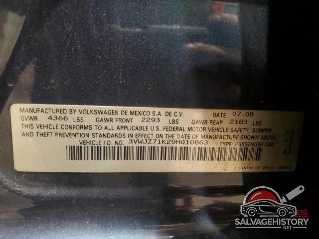 3VWJZ71K29M010863 2009 VOLKSWAGEN JETTA photo no. 12