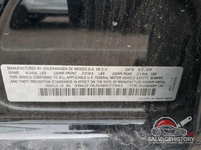 3VWJZ7AJ0AM077943 2010 VOLKSWAGEN JETTA photo no. 12