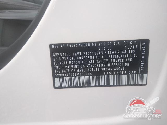 3VWD07AJ3EM380096 2014 VOLKSWAGEN JETTA photo no. 10