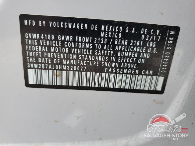 3VW2B7AJ8HM320627 2017 VOLKSWAGEN JETTA photo no. 12