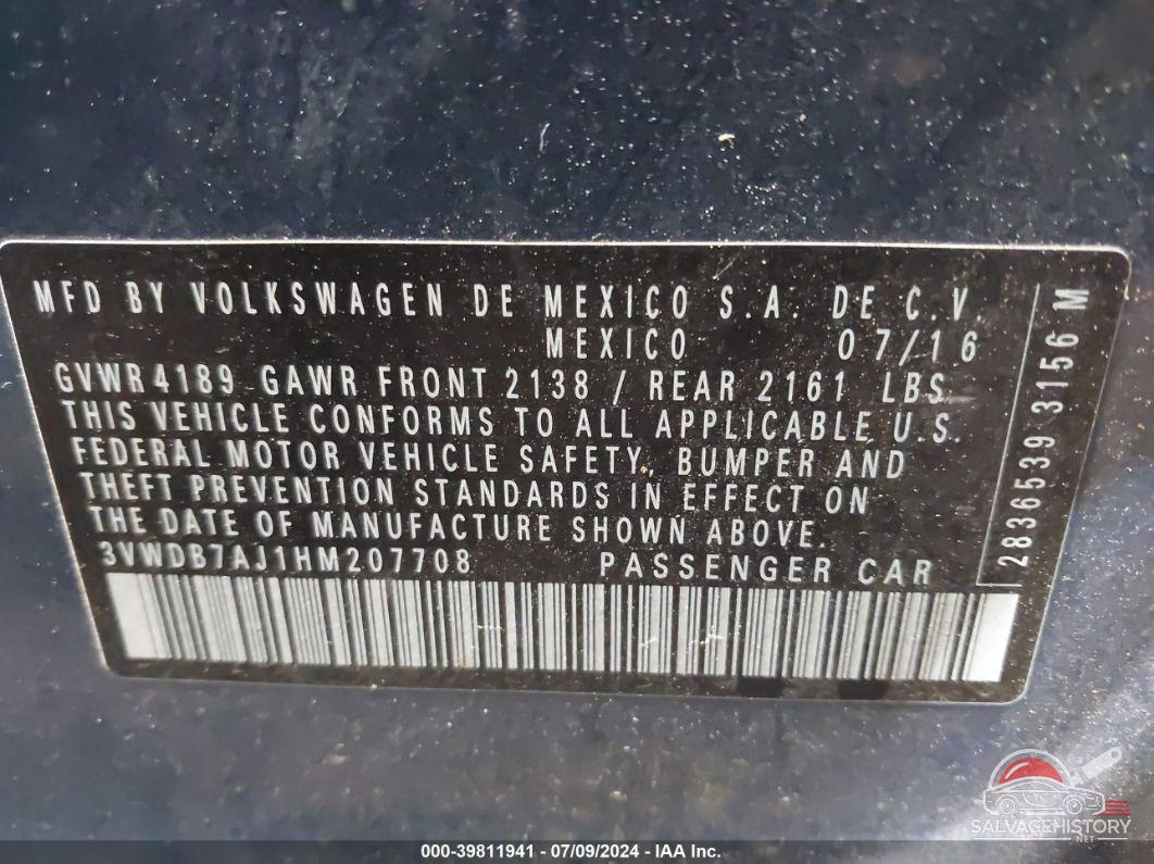 3VWDB7AJ1HM207708 2017 VOLKSWAGEN JETTA photo no. 9