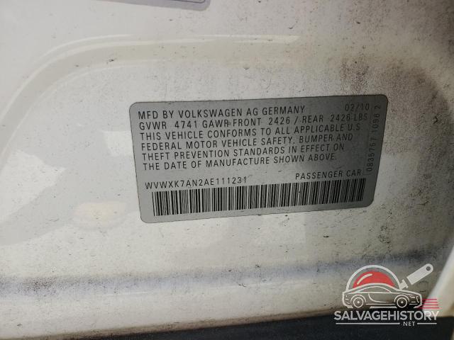WVWXK7AN2AE111231 2010 VOLKSWAGEN PASSAT photo no. 12