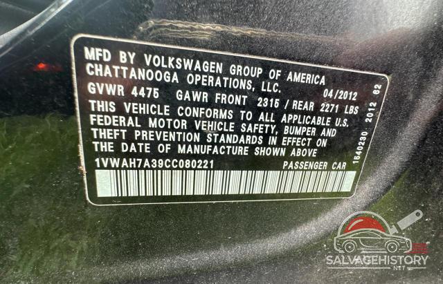 1VWAH7A39CC080221 2012 VOLKSWAGEN PASSAT photo no. 10