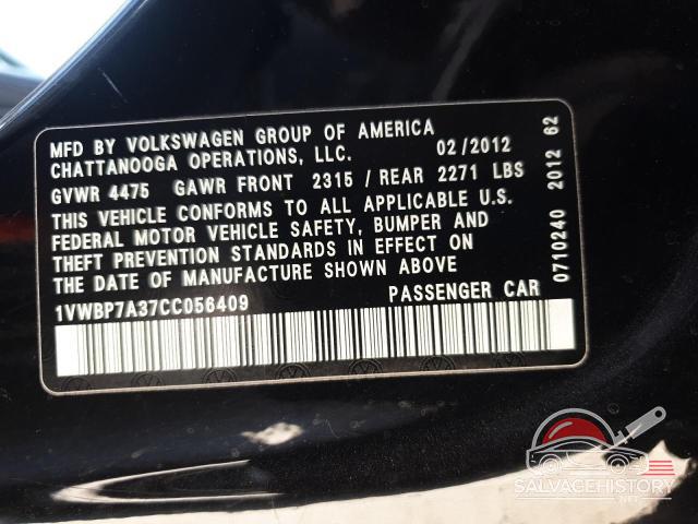 1VWBP7A37CC056409 2012 VOLKSWAGEN PASSAT photo no. 14