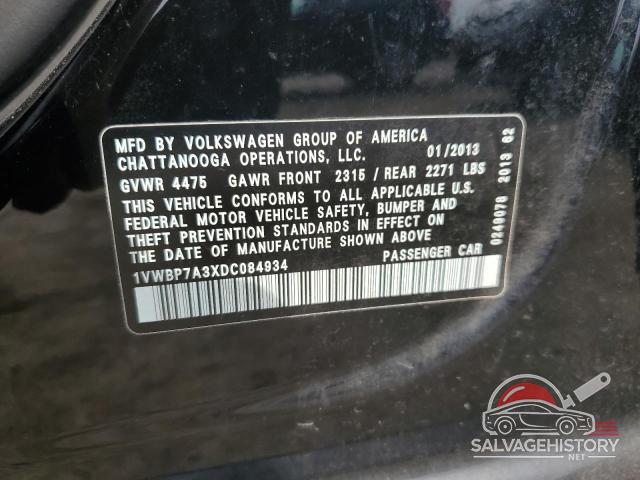 1VWBP7A3XDC084934 2013 VOLKSWAGEN PASSAT photo no. 12