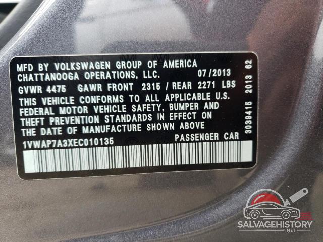 1VWAP7A3XEC010135 2014 VOLKSWAGEN PASSAT photo no. 12