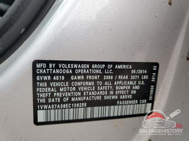 1VWAS7A39EC106255 2014 VOLKSWAGEN PASSAT photo no. 12