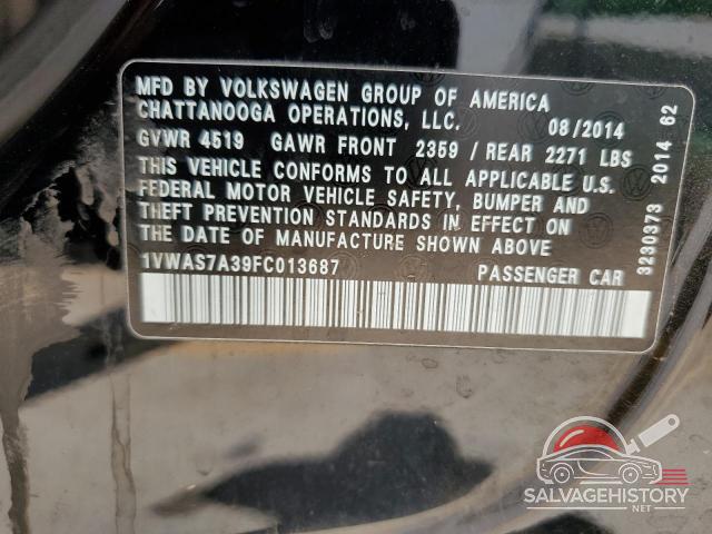 1VWAS7A39FC013687 2015 VOLKSWAGEN PASSAT photo no. 12