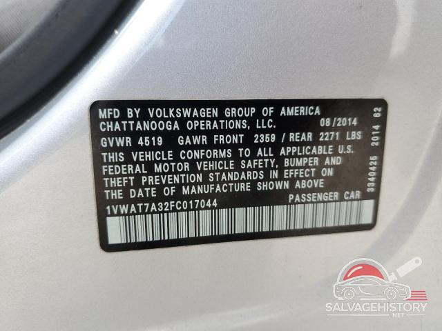 1VWAT7A32FC017044 2015 VOLKSWAGEN PASSAT photo no. 12