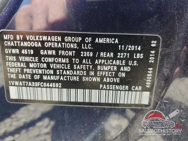 1VWAT7A33FC044592 2015 VOLKSWAGEN PASSAT photo no. 12