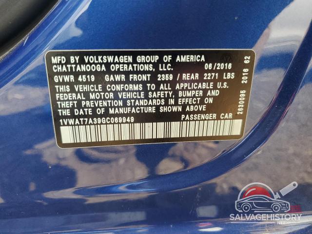 1VWAT7A39GC069949 2016 VOLKSWAGEN PASSAT photo no. 12