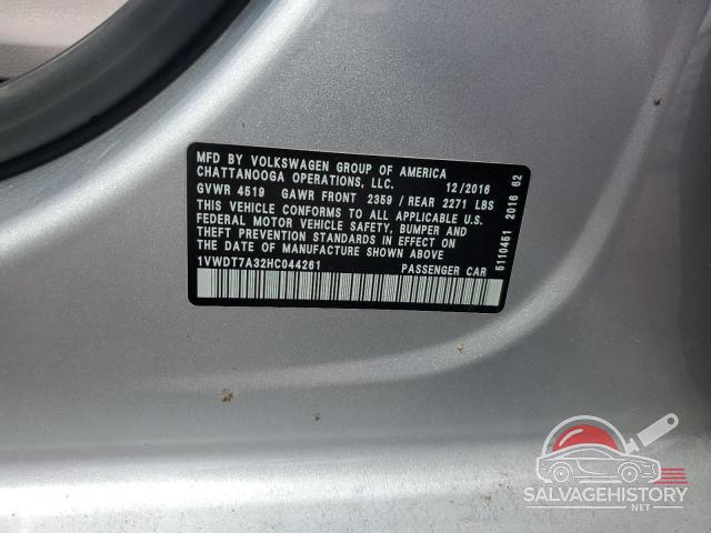 1VWDT7A32HC044261 2017 VOLKSWAGEN PASSAT photo no. 12