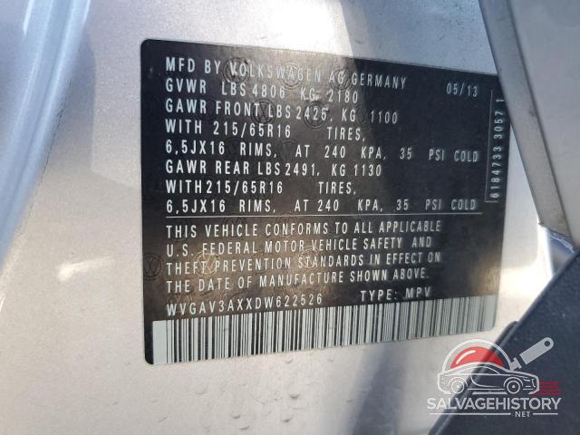 WVGAV3AXXDW622526 2013 VOLKSWAGEN TIGUAN photo no. 12