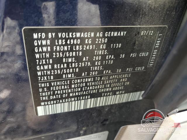 WVGBV7AX8DW519486 2013 VOLKSWAGEN TIGUAN photo no. 13