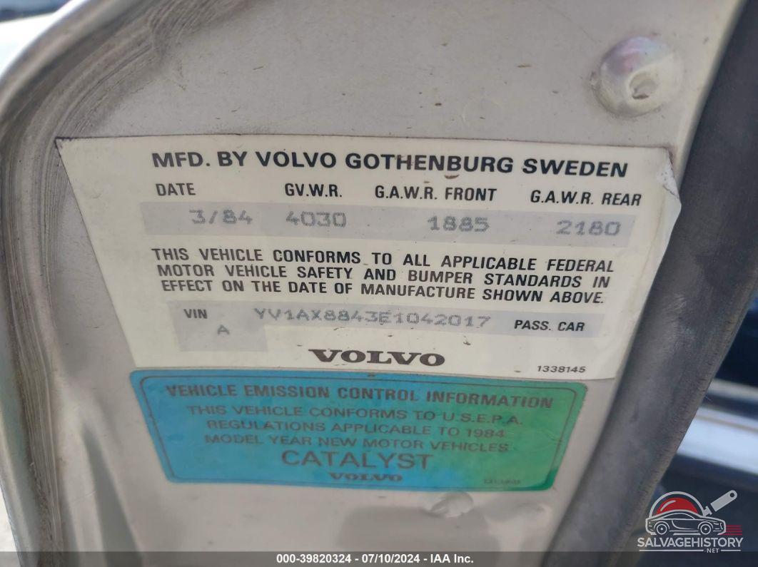 YV1AX8843E1042017 1984 VOLVO 244 photo no. 9
