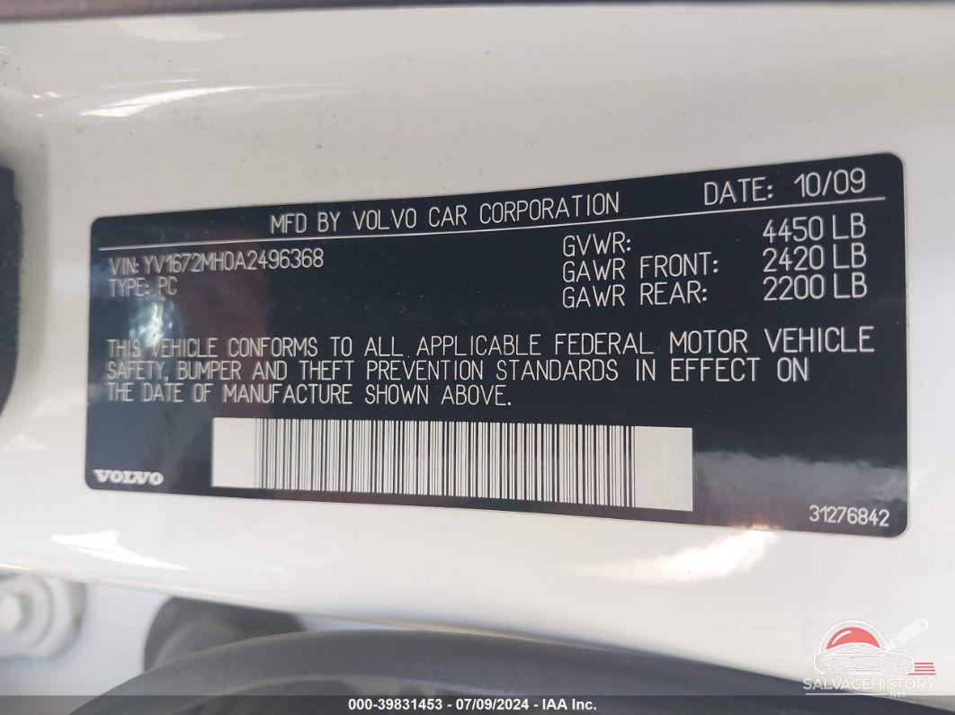 YV1672MH0A2496368 2010 VOLVO S40 photo no. 9