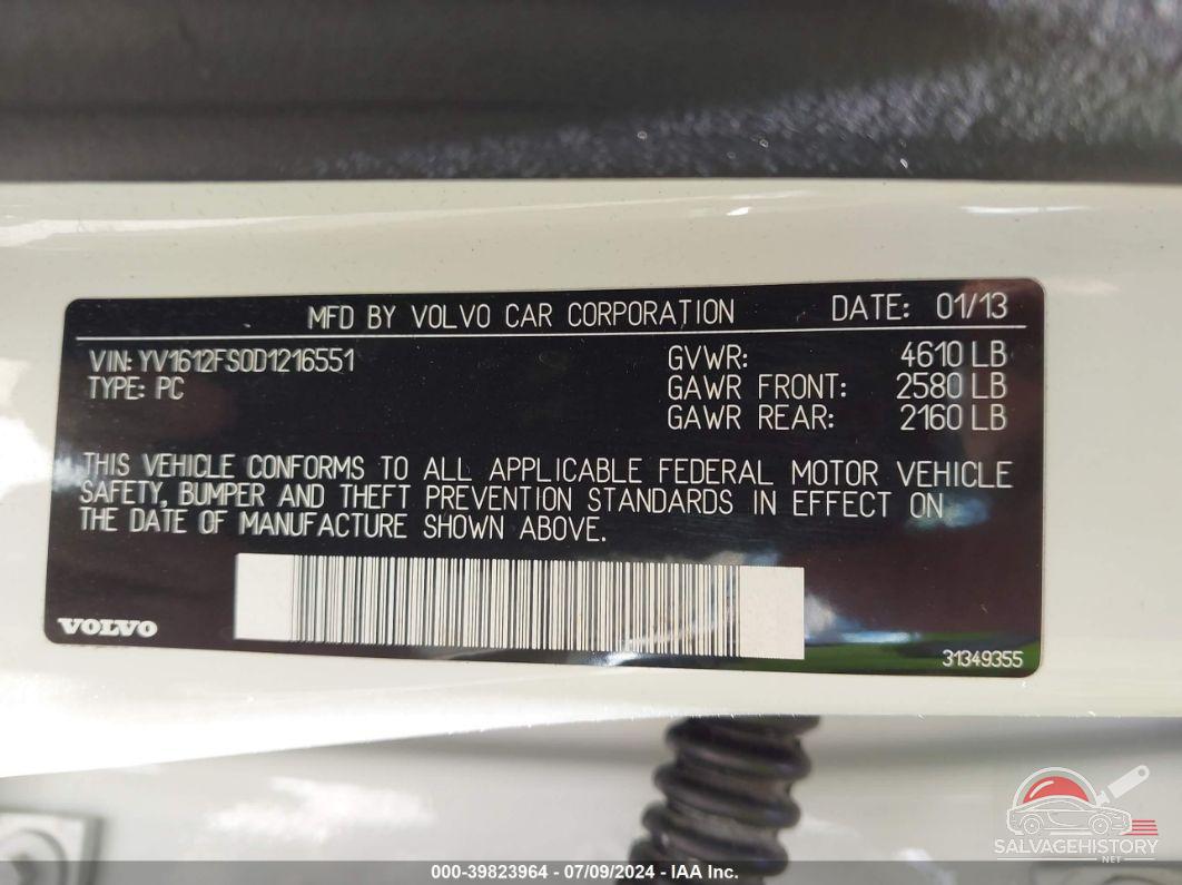 YV1612FS0D1216551 2013 VOLVO S60 photo no. 9