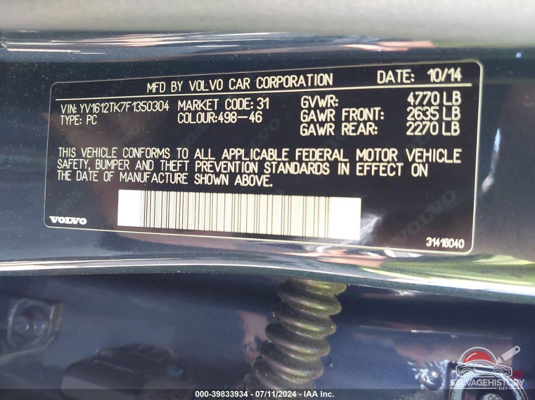 YV1612TK7F1350304 2015 VOLVO S60 photo no. 9