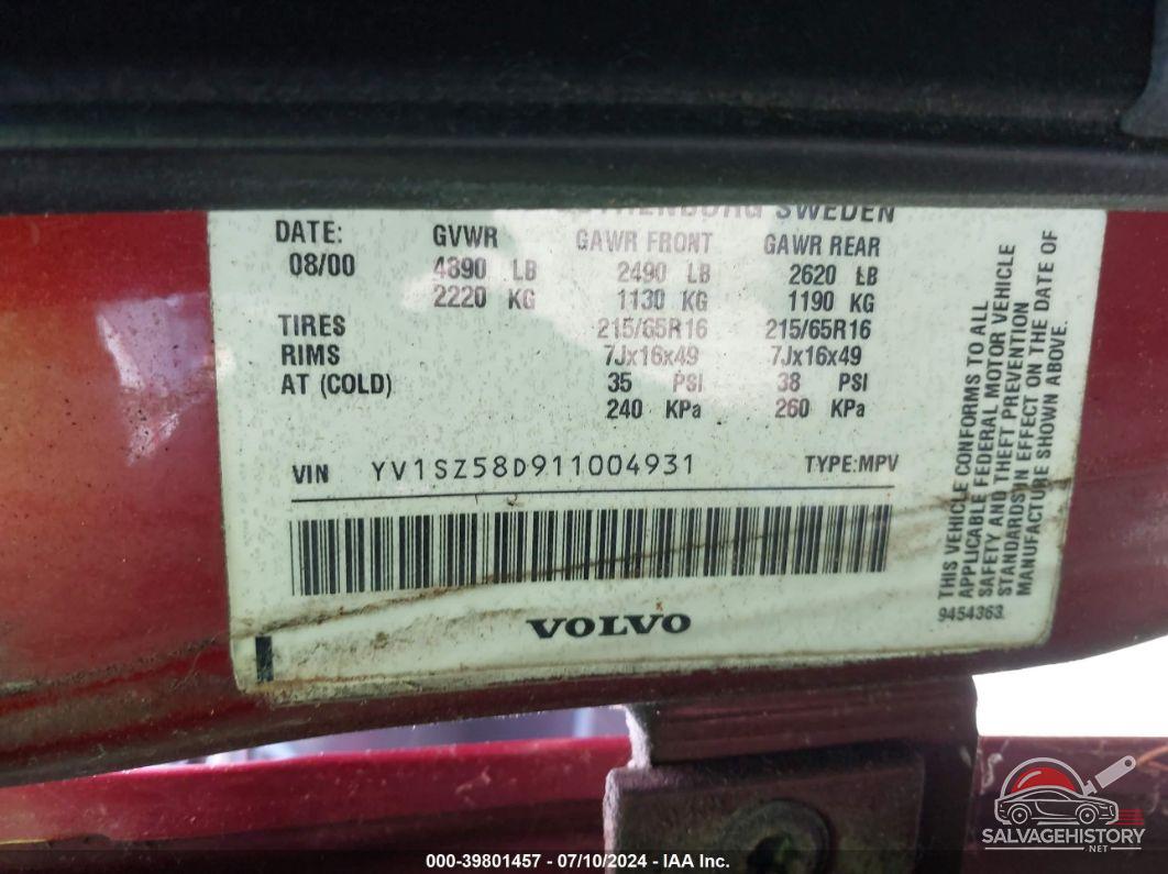 YV1SZ58D911004931 2001 VOLVO V70 photo no. 9