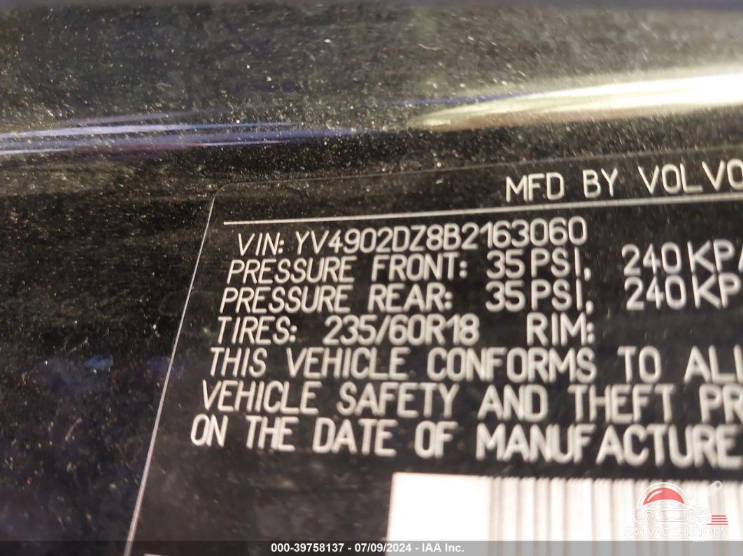 YV4902DZ8B2163060 2011 VOLVO XC60 photo no. 9