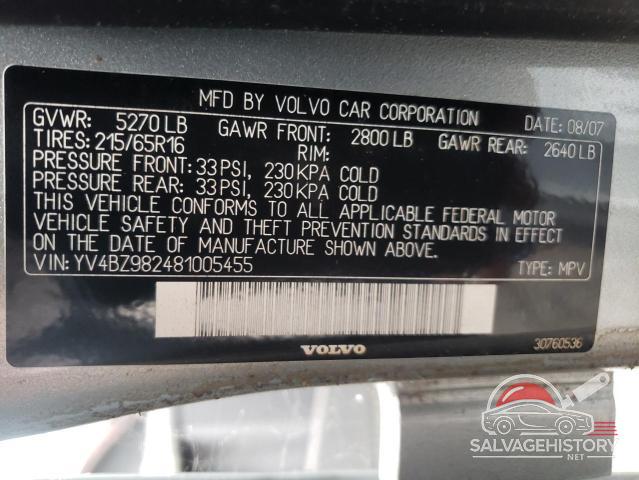 YV4BZ982481005455 2008 VOLVO XC70 photo no. 12