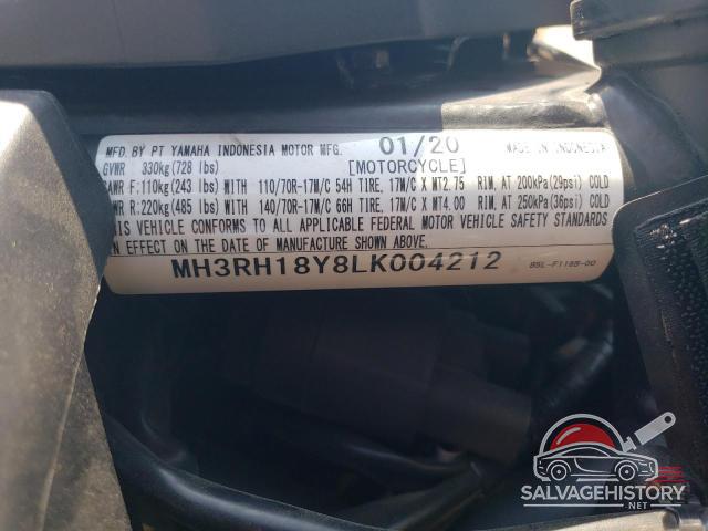 MH3RH18Y8LK004212 2020 YAMAHA YZF600 photo no. 8