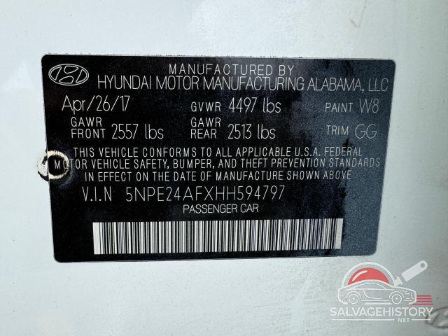 5NPE24AFXHH594797 2017 HYUNDAI SONATA photo no. 10