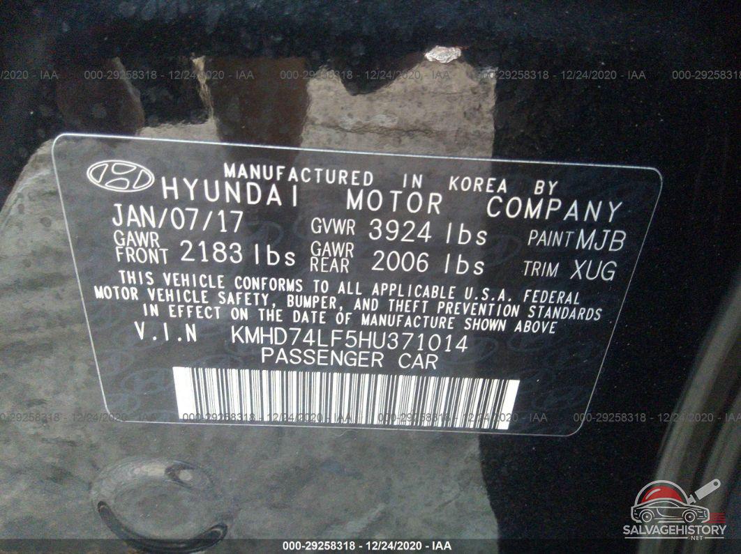 KMHD74LF5HU371014 2017 HYUNDAI ELANTRA photo no. 9