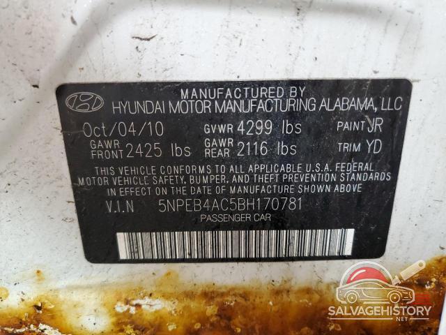5NPEB4AC5BH170781 2011 HYUNDAI SONATA photo no. 12